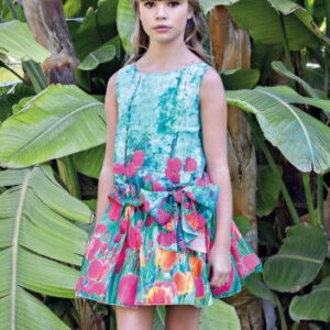 Amaya Vestido Floral Verde con Lazos