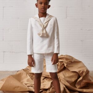 Casaca Ares-Pantalòn blanco Hortensia Maeso