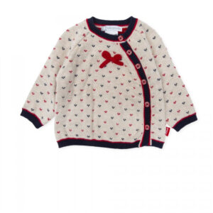 Jersey Tutto Piccolo beige con motivos azules y rojos