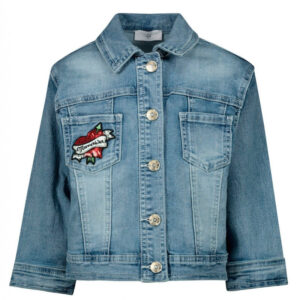 Monnalisa Chaqueta corta Jeans con Bordados