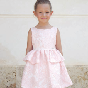VESTIDO AMAYA ROSA CON VOLANTE EN CINTURA